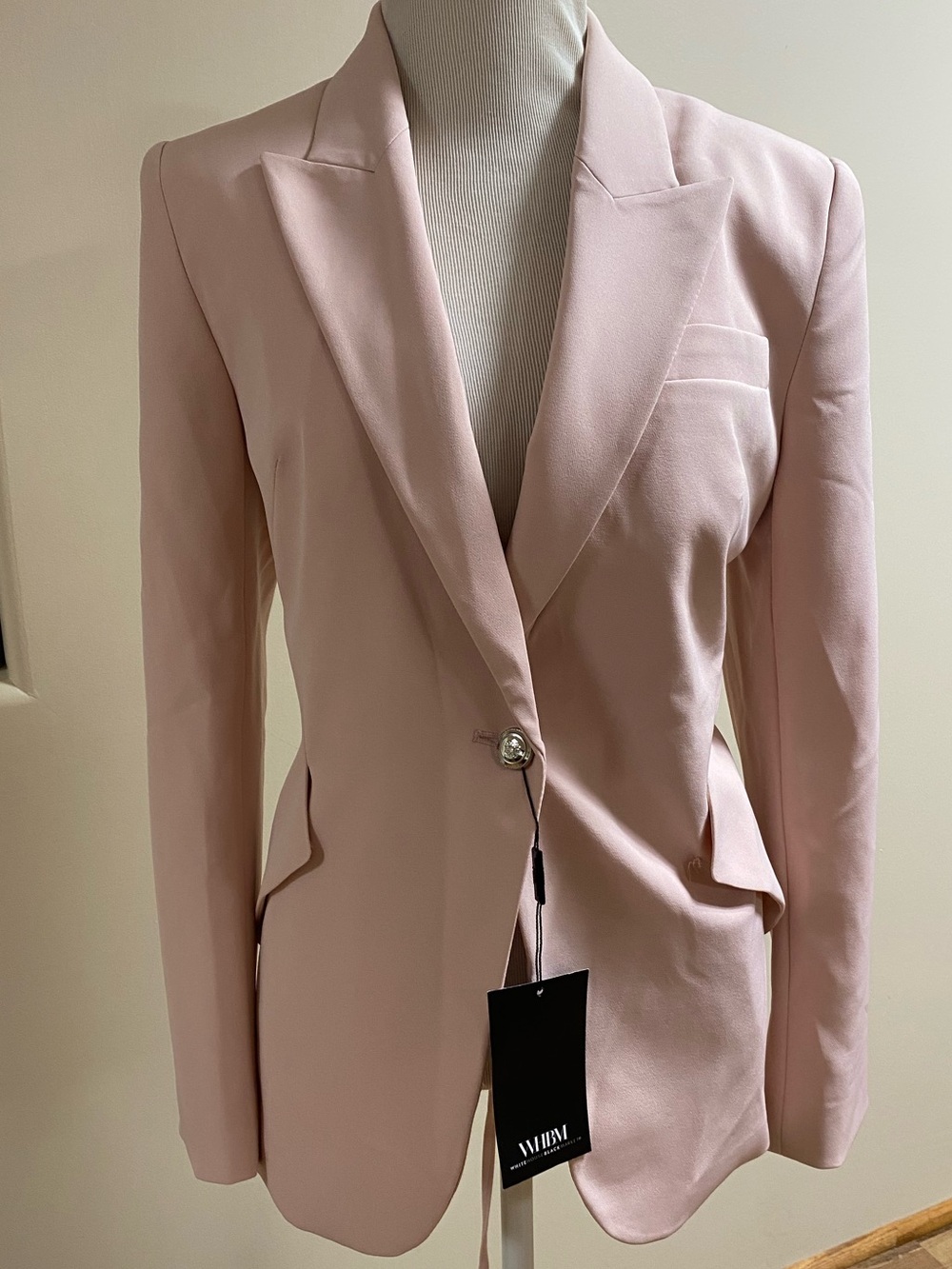 NWT White House Black Market Rose pink Lace Up Editor Blazer Size 8